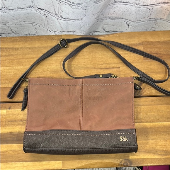 The Sak Handbags - The Sak Tan and Brown Crossbody Bag with Adjustable Strap